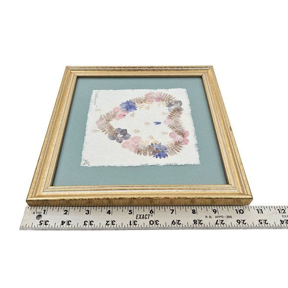 Vintage Heart Picture Shaped Pressed Wildflowers Pink Pastel Decor Framed - Picture 9 of 9